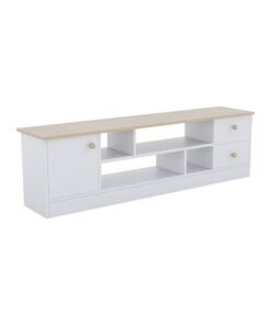 Alternative view of DANUBE HOME Gianni TV Cabinet For Up To 50 Inches TV Multifunctional Home Theater TV Rack White/Natural Oak 140x45x40 cm