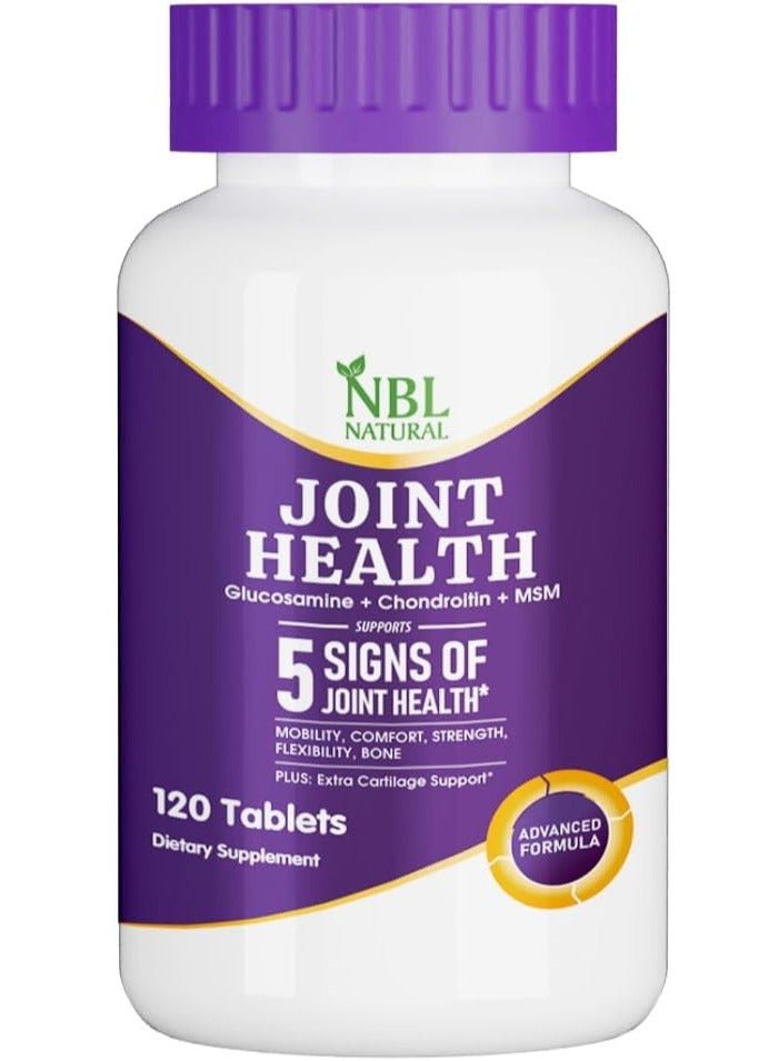 NBL Natural Advanced Glucosamine Chondroitin MSM Joint Support Supplement - 120 Tablets