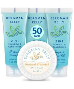 BERGMAN KELLY Round Soap Bars 2In1 Shampoo & Conditioner 2Piece Set (Tropical Waterfall 1 Oz Each 100 Pc) Delight Your Guests With Revitalizing & Refreshing Sanitary Toiletries & Hotel Amenities
