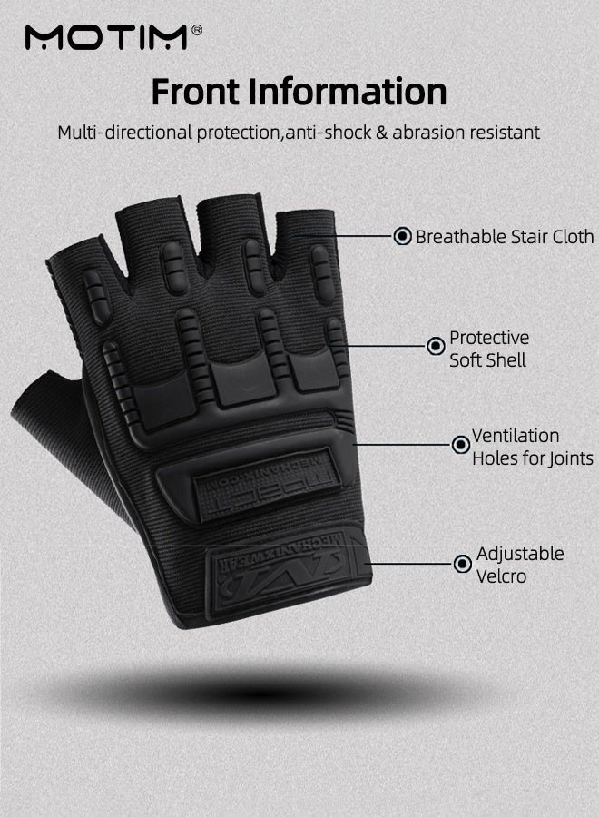 Motim Motorcycle Gloves Half-Finger Gloves with Adjustable Velcro, Non-Slip Grip/Breathable Protective Gloves, Adjustable Training Gloves for Men and Women - Image 5