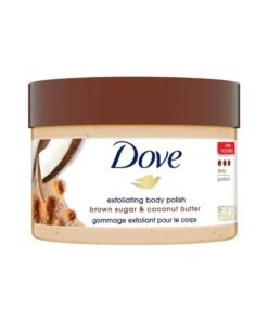 DOVE EXFOLIATING BODY POLISH SCRUB 10.5OZ, 298G, BROWN SUGAR & COCONUT BUTTER TO DEEPLY MOISTURE, REMOVE DULL DRY SKIN AND RESTORE SKIN'S NATURAL NUTRIENTS