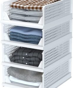 GIGAHERTZ Foldable Wardrobe Organiser For Clothes Plastic Foldable Stackable for Home Clothes Organizer (Pack of 2)