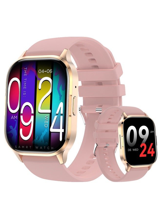RollsTimi Men's Smart Watch Women 2.01" AMOLED Waterproof Smartwatch,Fitness Tracker with Heart Rate Blood Pressure Sleep Monitor Activity Tracker for Android and iPhone - Pink