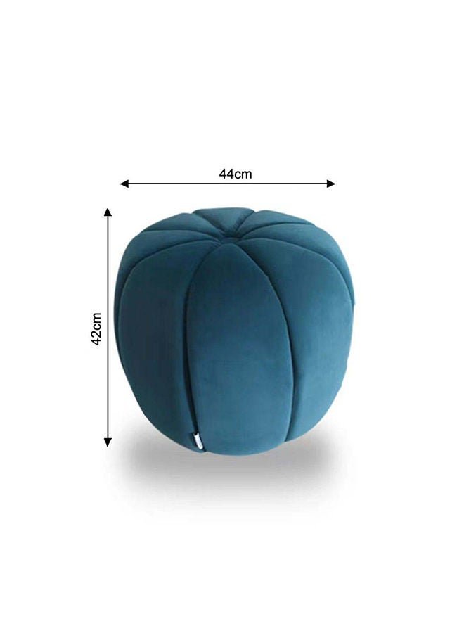 DANUBE HOME Phupa Velvet Pumpkin Pouf Multi Functional Ottoman Chair Soft Upholstered Footrest Modern Furniture For Living Room 44X44X42 cm Royal Blue - Image 4