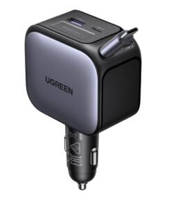 Ugreen Total 145W Car Charger Built-in 60W Retractable Cable 3C1A Car Adapter LED Indicator Safe Protection Multi-devices Supported Compatible With Macbook Dell Lenovo iPhone 17 Pro Max Galaxy S25 24 Ultra