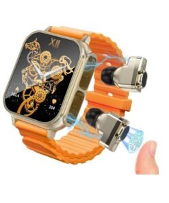 Captaintech Smart Watch with Earbuds, 1.96“ Smartwatch for Android/iOS, Watches for Men Women IP67 Waterproof Fitness Tracker with Heart Rate Blood Oxygen Sleep Monitor, Sports Calls Message