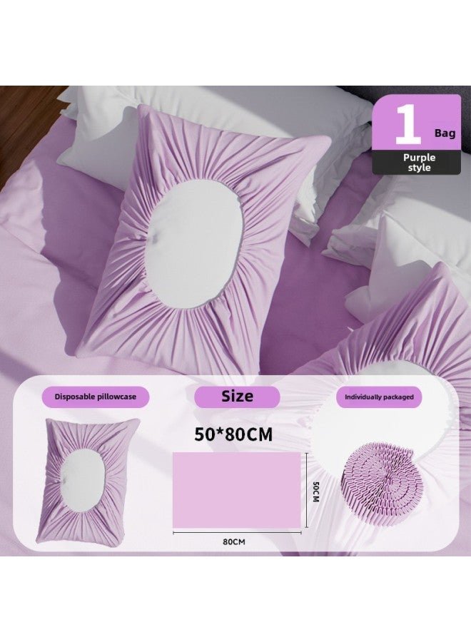 Disposable Cute Pillowcase Travel Portable Winter Thickened Large Household Double Hotel Supplies Suit Wholesale-Color:Taro Purple -Specifications: Sterile And Thickened