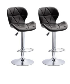 CityRiya-Long Height Adjustable Bar Stools PU Faux Leather Padded Swivel Barstools Modern Counter Height Chairs with Backrest and Footrest for Pub Kitchen Counter (Black, 2)