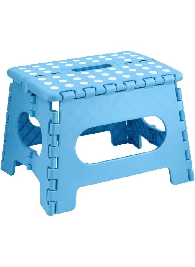 SKY-TOUCH Folding Step Stool for Kids Adults, Portable Collapsible Foot Stools 9 Inch Height, Foldable Plastic Stool for Kitchen, Bathroom, Garden, Indoor, Stool Lightweight Outdoor (Blue)