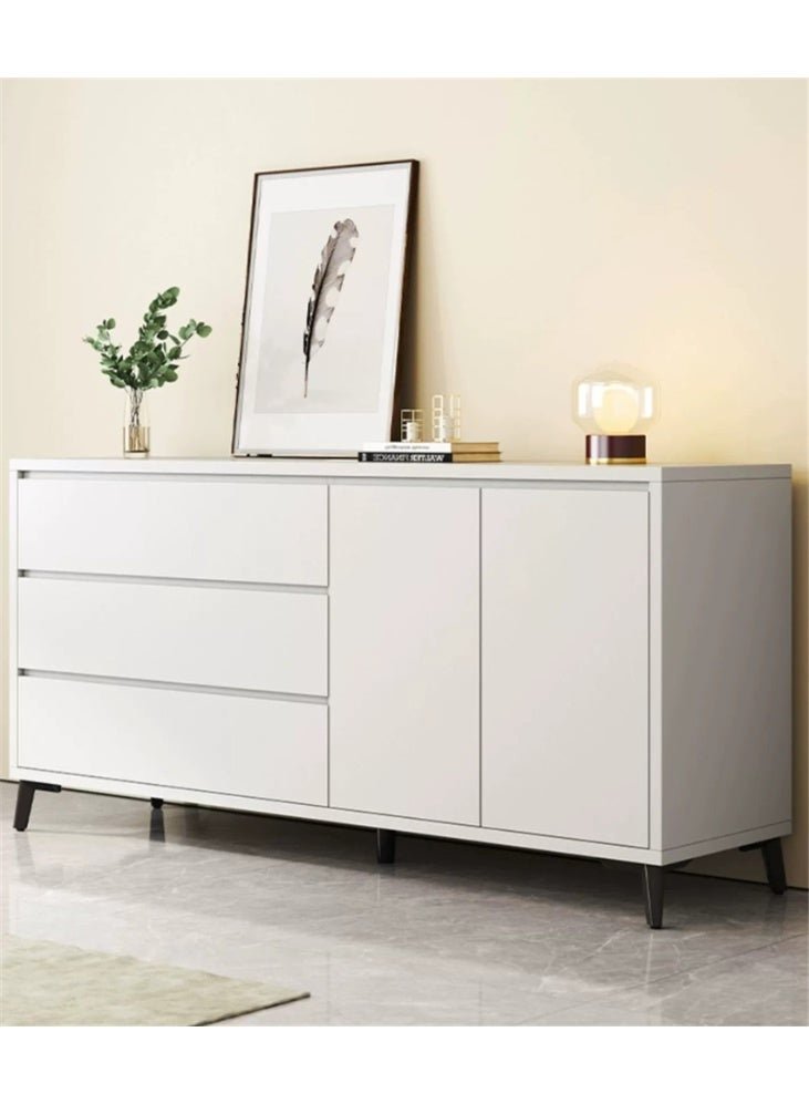 Storage Cabinet, Free Standing TV Cabinet with Drawer, Home Sideboard Cabinet, Entryway Console Cabinet Accent Table for Bedroom Hallway Dining Room, 140*40*75cm (DSG044, White) - Image 4