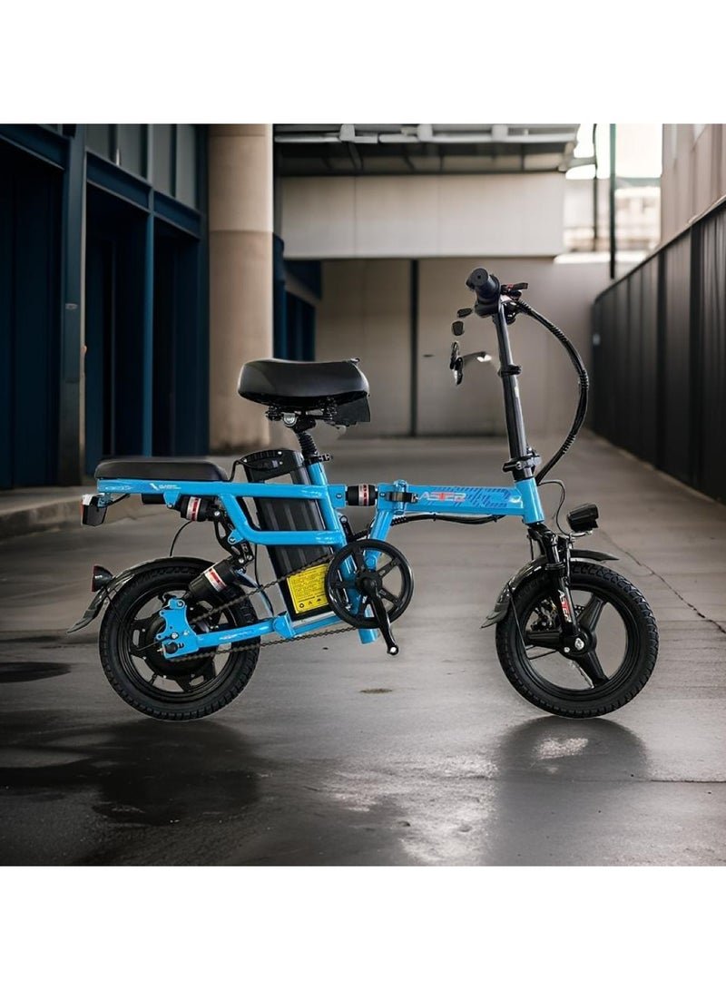 Aster Electric Bike with 500W Motor and Battery 48V 10 Ah Blue - Image 3