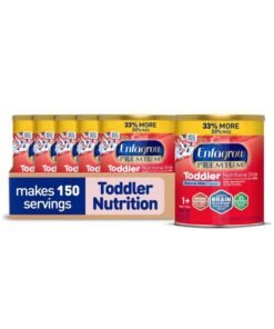 Enfagrow PREMIUM Toddler Nutritional Drink, Made with Real Milk, Brain-Building Omega-3 DHA, Nutrients and Prebiotics for Growth & Immune Support, Non-GMO, Toddler Milk Powder, 32 Oz Can, 6 Count