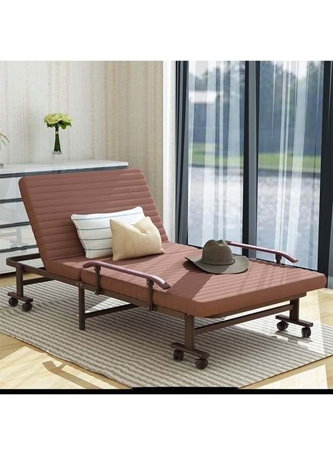 CityRiya-Long Folding Bed Portable Bed Foldable Bed for Camping Rollaway Guest Bed with Mattress for Adults Adjustable Reclining Chairs Fold Up Bed with Memory Foam Mattress - Image 3