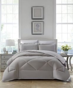 Donetella Bedding Comforter Set, King Size Fits 200x200 cm - 6-Pcs Solid Quilted Bed Set, Microfiber Fabric - 1 Comforter, 1 Fitted Sheet, 2 Pillow Shams, 2 Pillowcases