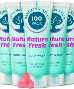 BERGMAN KELLY Travel Size Body Wash (1 fl oz, 100 PK, Nature Fresh), Delight Your Guests with a Refreshing & Soothing Hotel Body Wash, Quality Mini and Small Size Guest Hotel Toiletries in Bulk