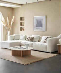 AAF FURNITURE Light Luxury Linen Fabric Tofu Block Shaped Sofa for Home Office Apartment Without Pillow