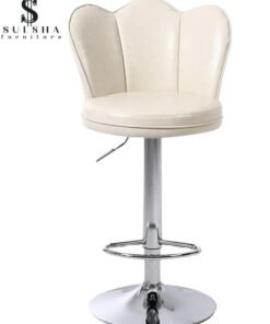 SULSHA Modern Height Adjustable Chair , Bar Chair , Bar Stool Set Leather Padded Stool WHITE/Silver1