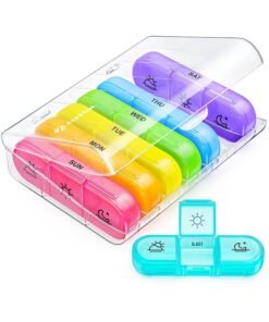 Weekly Pill Organizer 3 Times A Day ,Portable 7 Day Pill Box Case with Large Separate Compartments to Hold Medication, Vitamins, Fish Oil and Supplements（transparent）