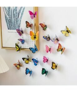 Voberry 12 Piece Multicolour Butterfly Wall Decor Magnet Set - Vibrant Mix & Match Home Decor for Living Room, Bedroom, Kids Room UAE | Modern Arabic, Easy to Install and Reusable (Multicolour)