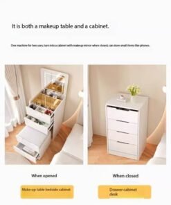 Alternative view of Bedroom Makeup Table with LED Light & Storage Stool, Multi-Drawer Storage Cabinet, Practical Dresser Table, Bedroom Vanity Table, Women's Beauty Storage Essential（SZZ007)