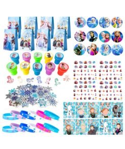 FRUITFUL PARTY Frozen Party Favors, 115pcs All-in-One Frozen Birthday Party Favors Set Including Frozen Party Favor Bags Stamper Stickers Badges etc Elsa Party Favors for Frozen Party Decorations Supplies