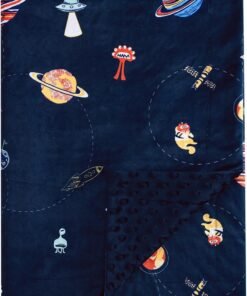 PHF Minky Baby Blanket for Girls with Double Layer and Soothing Raised Dotted Backing, Soft and Lightweight Reversible Receiving Blanket for Newborns, Infants, Babies, 30x40 Inches, Space