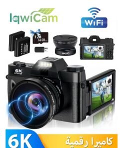 ZONBON 6K Digital Camera for Photography - Digital Cameras with 128G TF Card, 64MP WiFi Vlogging Cameras for YouTube with 3" 180° Flip Screen, 16X Digital Zoom Autofocus Vlog Travel Camara, Wide Angle & Macro Lens, 2 Batteries