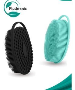Flushrenic 2 Pieces  Silicone Body Scrubber, Exfoliating Brush, 2 In 1 Bath And Shampoo Brush, Scalp Massager, Lathers Well, Long Lasting, Easy To Clean,And More Hygienic Than Traditional Loofah
