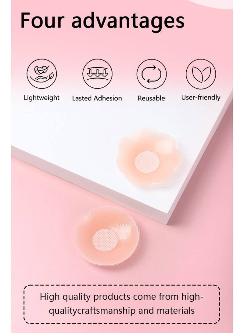 TAYYIB NOOR 6 Piars Silicone Breast Covers Reusable Ultra Thin Breast Shields Breast Care, Round Shape