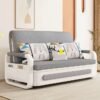 C&C Home Multifunction 2 In 1 Modern Design Foldable Extendable Sofa Bed Double Seat Comfortable Couch Sofa Bed Chair with Storage Facility and Side Pockets Combination Furniture for Living Room Bedroom 158x192x85 cm