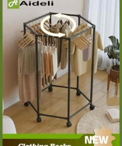 Aideli Clothes Rack with Wheel, Portable Clothing Racks for Hanging Clothes, Bold Hexagon Multi Functional Garment Rack for Bedroom, Living Room