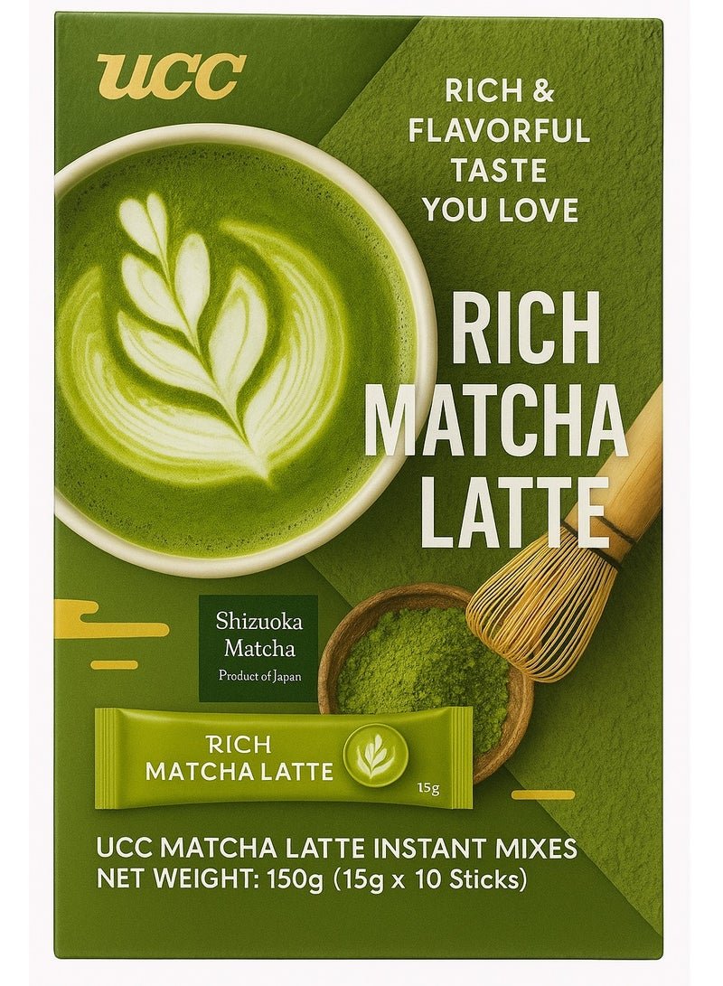 UCC Instant Matcha Latte from Shizuoka – 10 Sachets (15g) | High‑Antioxidant, Natural Energy