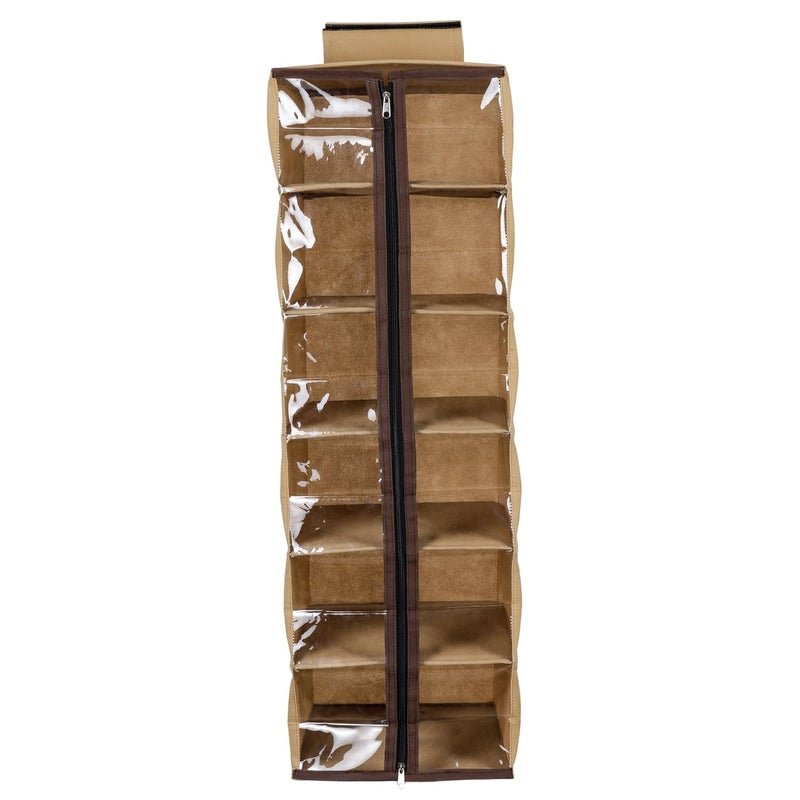 SHREY CREATION Non Woven 6 Foldable Shelf Closet Hanging Wardrobe with Zip Clothes Organizer & Storage Hanger for Family Closet Bedroom (Pack of 1-Beige)