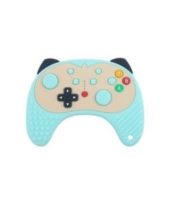 Green Tiger Remote Control Shape Silicone Baby Teether - Blue/Beige