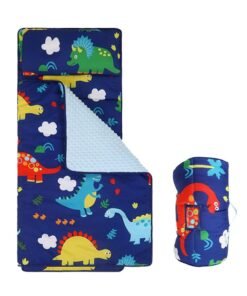 XiuWoo Extra Long Toddler Nap Mat, Sleeping Bag for Kids with Removable Pillow for Preschool Daycare and Sleepovers Wide Blanket Toddler Travel Bed for 1-3 Years Old