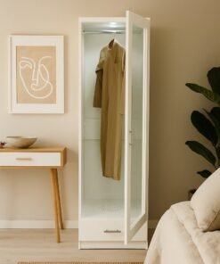 AFT Modern Bakhoor Wardrobe with LED Lighting, Perforated Base, and Fragrance Ventilation System.  Modern Bakhoor Wardrobe is ideal for those who appreciate the traditional practice of using bakhoor while maintaining a contemporary, organized living space. Whether you’re looking to enhance your room’s aesthetic or enjoy the practical benefits of scent-infused clothing, this wardrobe is the perfect blend of style, functionality, and luxury. White (Arfan)