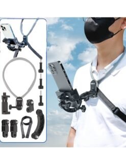 Healife Neck Selfie Stand Mobile Phone Video Vlog Necklace Collar Stand, Hands-Free Mobile Phone Neck Stand, Chest Shoulder Strap Strap Holder For Go Pro iPhone Android, Lazy Neck Brace Universal Neck Suspension Bracket Smartphone Selfie Tool Adjustable 4-6 inch Stand Compatible with iPhone, Hands-Free Adjustable Phone Neck Bracket Chest Bracket Video Recording