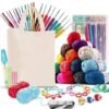 73 Piece Crochet Kit with Crochet Hooks Yarn Set Premium Bundle Includes Yarn Balls Needles Accessories Kit Canvas Tote Bag and Lot More Starter Pack for Kids Adults Beginner Professionals
