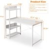 ALIVINGHOME Computer Table with 4 Tier Shelves for Home Office,Study, or Gaming，Modern Simple Style Writing Desk Table，Ergonomic 110 L x 50cm W x 72cm H/120 L x 50cm W x 72cm H, White