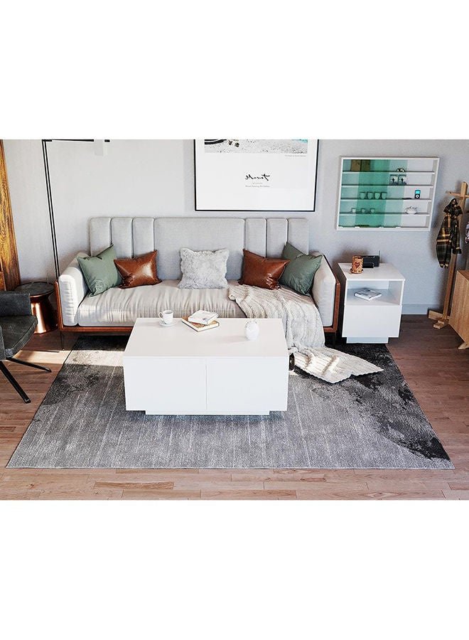DANUBE HOME Oklahoma Coffee Multifunctional Living Room Table Space Saving Rectangular Center Table Modern Design Furniture 100x60x45cm White
