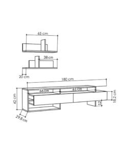 Mourah Home Gara Tv Unit Up To 60'' Inch Tvs With 2Shelf | 2Door And 2Tier Cabinet | Tv Cabinet | 180X29.8X42 Cm| White - Image 3