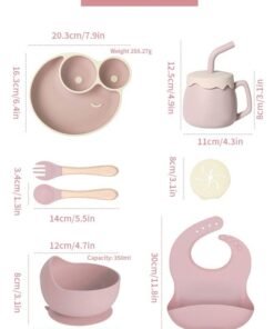 Soft Touch 7 Pcs Baby Feeding Set Silicone Toddler Self Feeding Set Toddler Led Weaning Utensils Set - Image 3