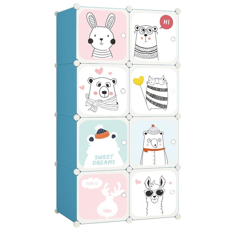 Rioware 6 Shelves Multi-Purpose Organizer | Kids Plastic Modular Storage Rack for Clothes, Kitchen, Living Room | Space-Saving Collapsible Wardrobe for Clothes,6-Shelf-8-Door
