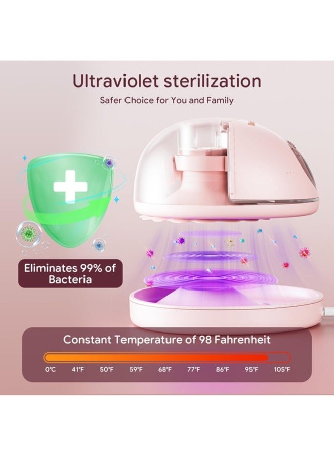 Jccgoo Heated Base Hands Free Breast Pump, Wearable Breastfeeding Pump of Baby Heated Dustproof Base, Automatic Voice Prompts, LED Display with 4 Modes &12 Levels, Memory Function