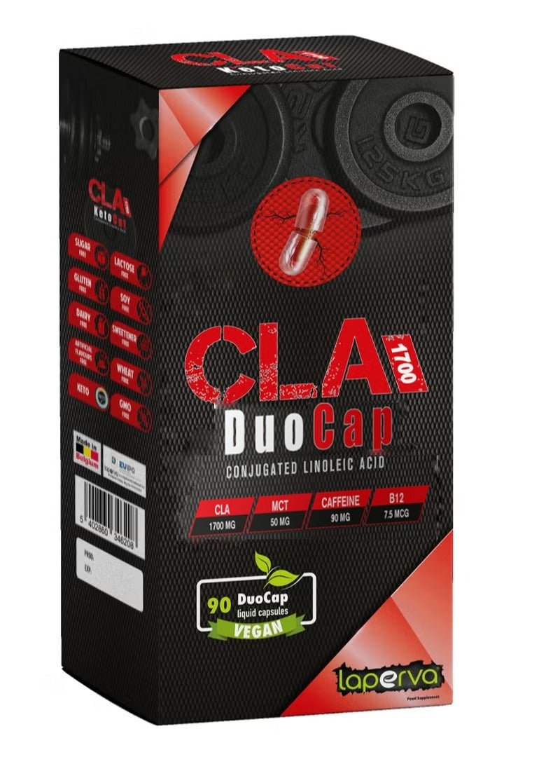 Laperva CLA Duo Cap Fat Burner - Weight Loss & Muscle Tone Support, with Natural Caffeine & Vitamin B12, Gluten-Free & Non-GMO - 90 Duo Cap