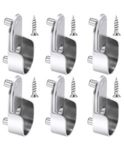 6 Pcs Oval Wardrobe Hanging Rails Fittings, Wardrobe Pole Fittings, Wardrobe Rod Bracket Bracket for Wardrobe Shower Curtain Closet Curtain Wardrobe Closet, Polished Chrome Finish