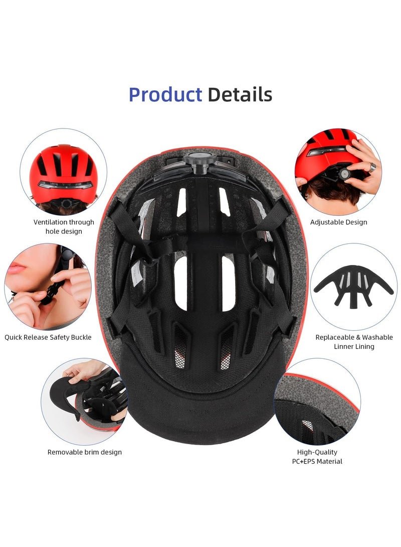ULIP Smart Bicycle Helmet With Front Rear Led Light Detachable Visor And Lining For Adults Men Women Bike Skateboard Cycling Roller Scooter Commute - Image 3