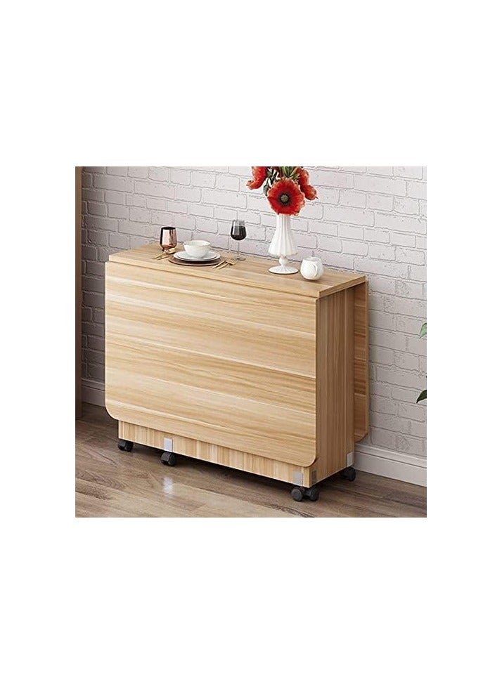 SS Tech Kitchen Dinner Tables, Rectangle Wood Drop Leaf Table, Expandable Folding Dining Table with 6 Wheels, Round Edge Design, for Small Space Dining Tables