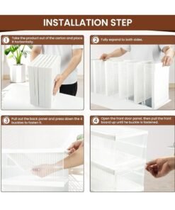 KINGMAZI Shoe Storage Organizer, Clear Installation-free Foldable Shoe Rack Stackable Shoe Box Pack, Portable Cabinet Rack (Transparent 6 Pack) - Image 3