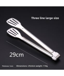 Thickened Stainless Steel Food Clip Buffet Malatang Barbecue Clip Bread Food Long Clip Hotel Supplies-Color:1mm Thick Three-wire Clamp 29cm